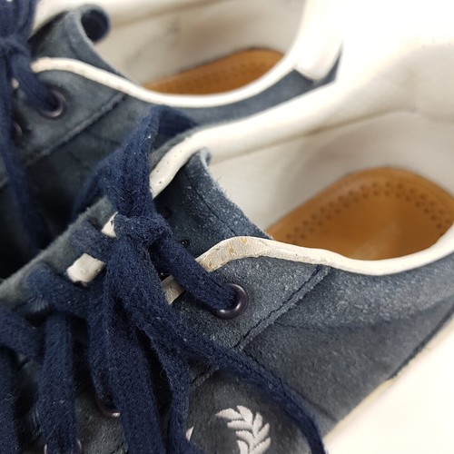 Fred Perry Sneaker Damen Gr. EU 38 UK 5 Blau Braun Weiß Leder Halbschuhe - Bild 6 von 11