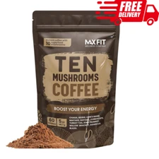 Organic Mushroom Coffee Powder, Instant Coffee with 10 Supperfood Mushrooms, USA