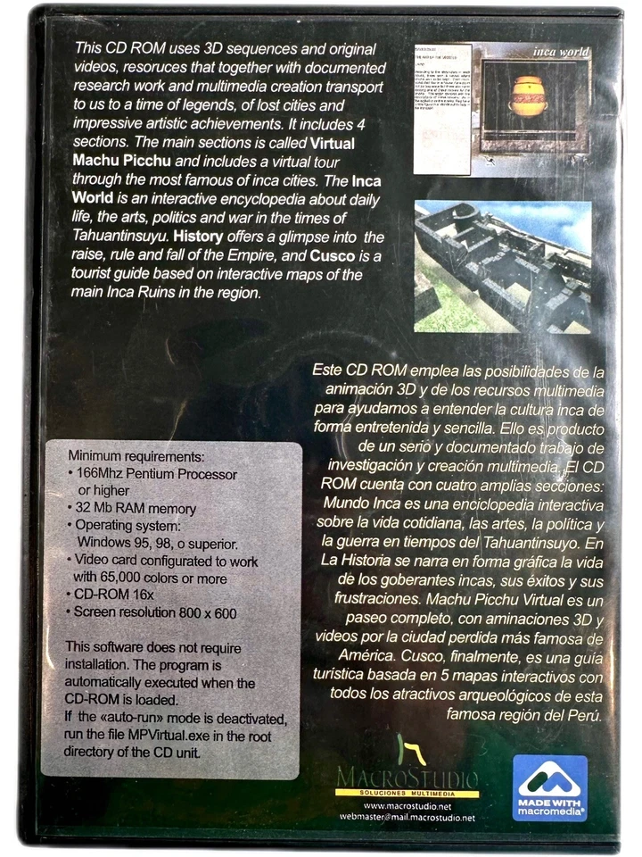 Machu Picchu Virtual Cusco’s Incas Interactive CD-ROM Peru Macromedia 3D Maps - Image 2 of 4