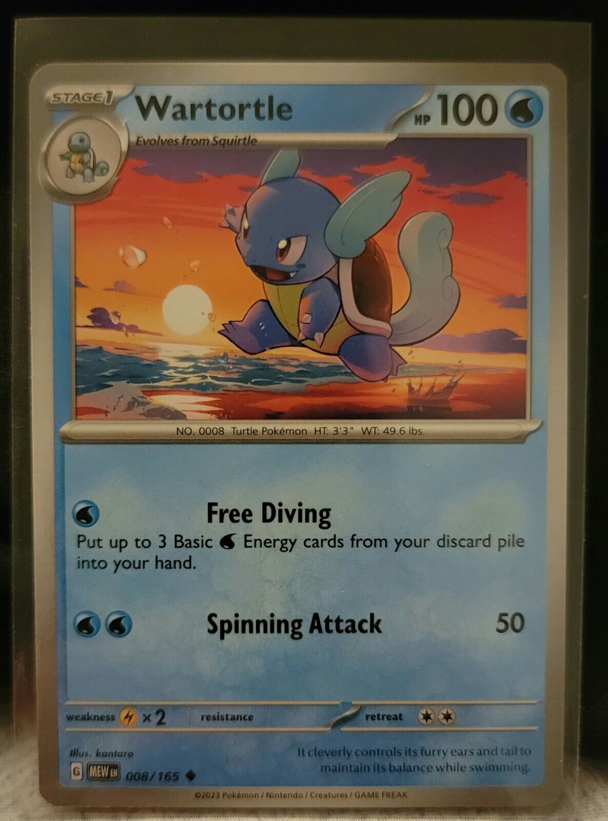 Carta Pokémon - Wartortle 8/165 - 151 - Copag - Deck de Cartas