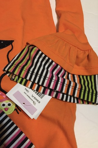 Bonnie Jean Girl Halloween Orange Striped Witch's Hat and Legging Set Sz 6 - Picture 6 of 9