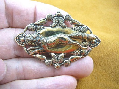 (b-fox-3) sneaky Fox wild dog coyote brass pin pendant sly foxes racing away 