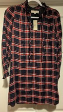 Loft Womens Multicolor Plaid Long Sleeve Short Mock Neck Shift Dress Size Medium