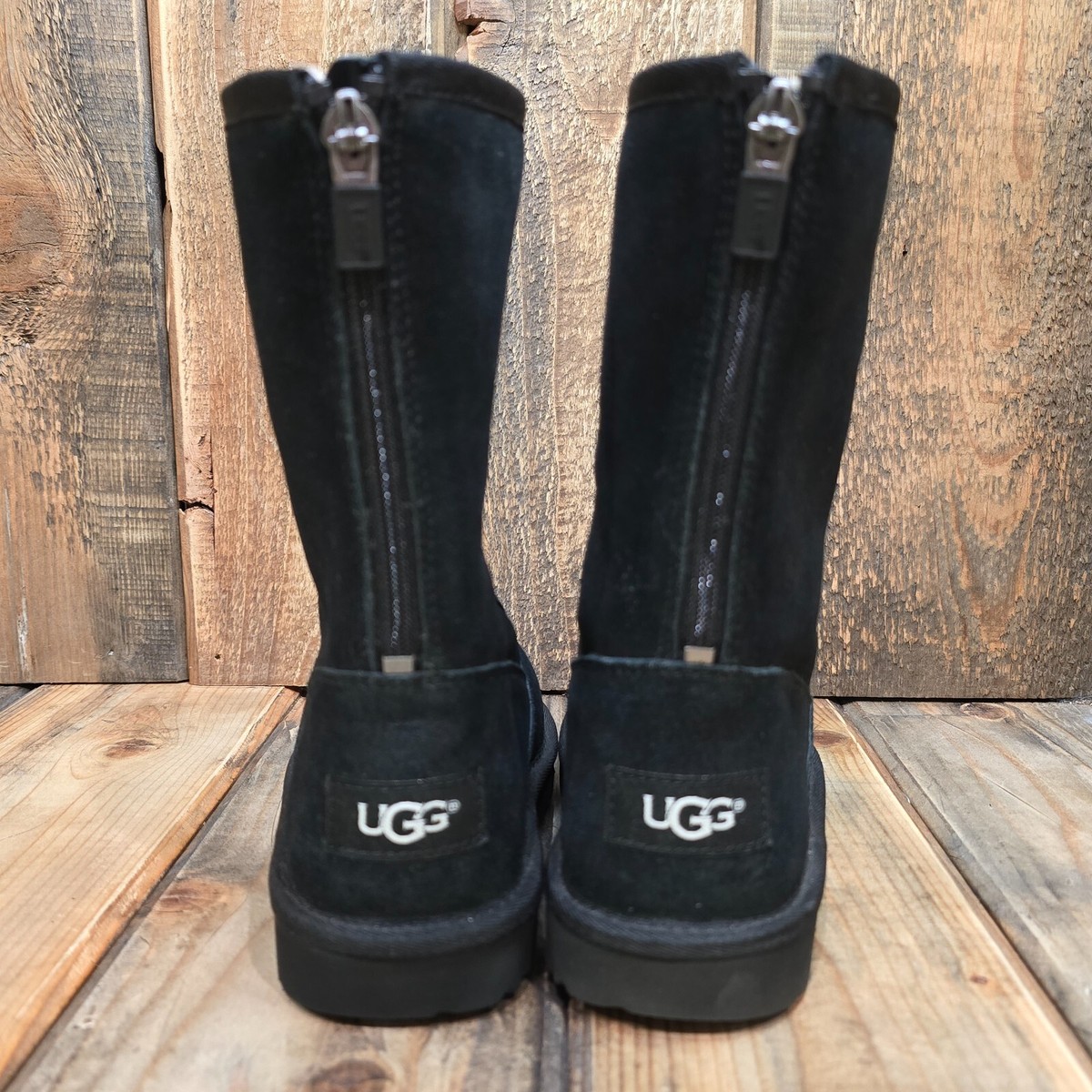 ⭐︎新品未使用⭐︎ UGG K LIL SUNSHINE ブラック 18.5センチ UGG KIDS LIL SUNSHINE II BOOT BALCK SUEDE WOOL LINED ZIP UP