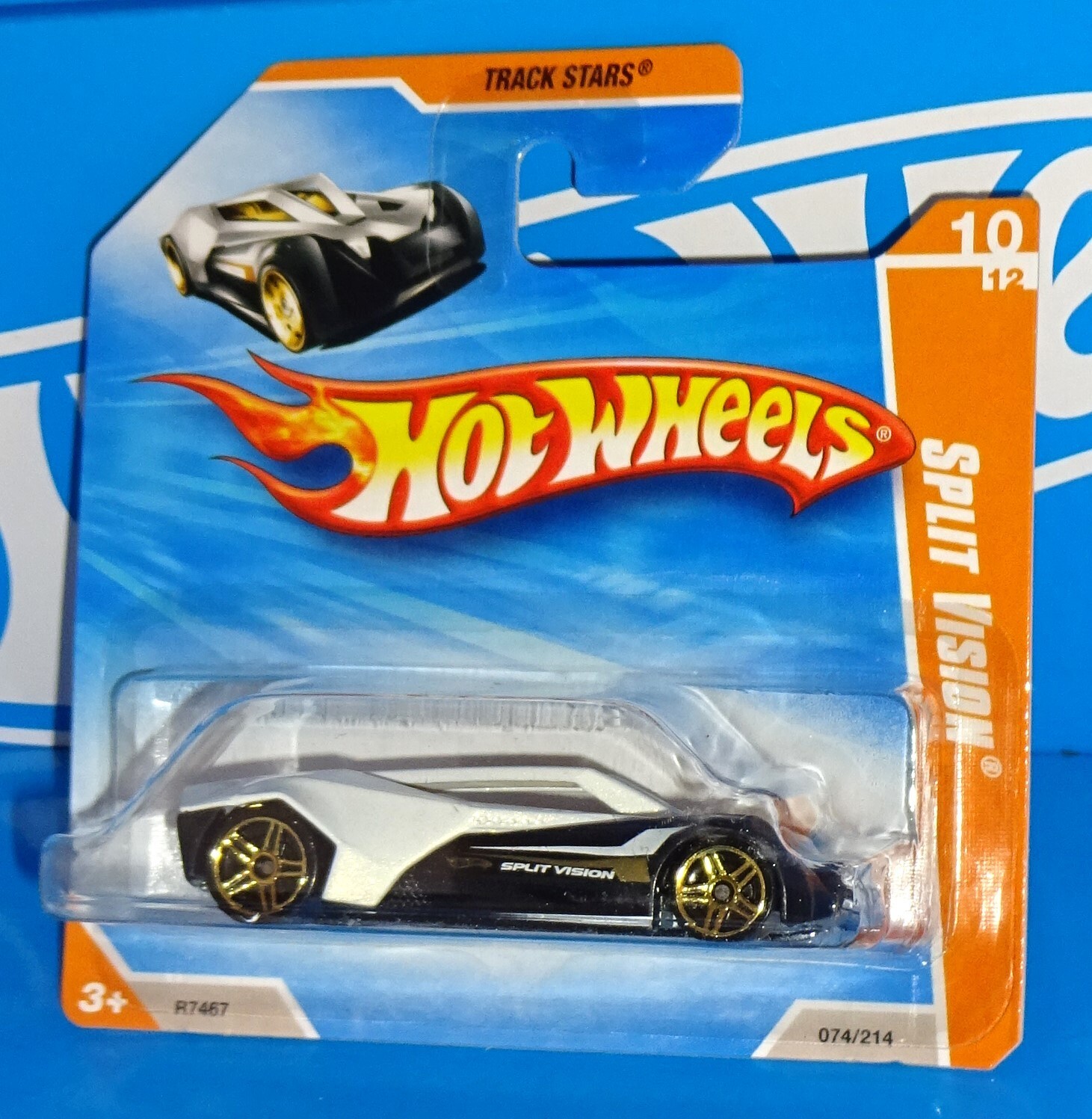 Hot Wheels 2010 Short Card Track Stars #74 Split Vision Mtflk White w/ Gold PR5s