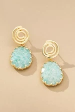 NWT Anthropologie Mini Spiral Stone Drop Earrings Mint SRP $38