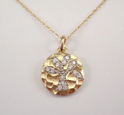 1Ct Round Lab Created Diamond Tree of Life Circle Pendant 14K Yellow Gold Plated