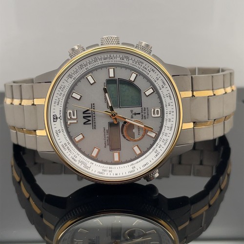 SCHMUCKJAGD HOCHWERTIGE HERREN FUNK SOLAR UHR TITAN BICOLOR ANALOG/DIGITAL