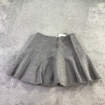 Brandon Maxwell Skirt Womens Large Alpaca Mini Skater Skirt Gray