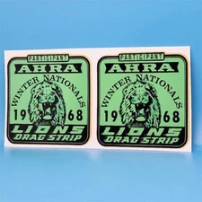 1968 Lions Drag Strip Vintage Style DECAL (PAIR), Vinyl STICKER, racing, hot rod