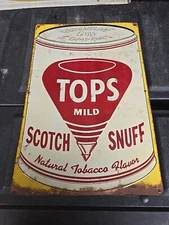 Vintage Tops Mild Scotch Snuff Tin  Tobacco Country 18x12 Sign 