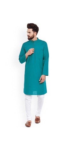 Men's Indian Cotton Shirt Long Kurta top - Indian Clothing Fashion Casual Dress - Picture 10 of 10