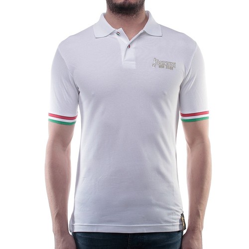 BOXEUR DES RUES Polo Uomo Stretch Bianca con Bordi e Bottoni Tricolore  Italiano | eBay