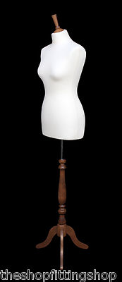 DELUXE Größe 12 weibliche Schneiderpuppe Schaufensterpuppe Schneider WEISS Büste ROSE Ständer