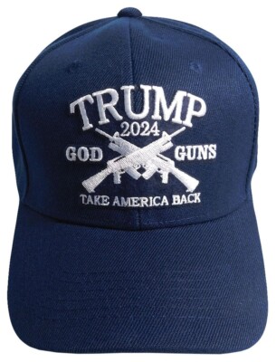 Cappello Da Baseball Trump 2024 Con Scritta 'God Guns', Bandiera USA, Regolabile, In Acrilico, Per Sostenitori - Foto 7
