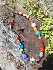 Ladies Costume Jewellery Beaded Necklace. Glass. Polished Stone. Quality.  21"