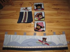 Lambs Ivy Baby Aviator Bear Airplane Aviation Military Valance Stacker Art