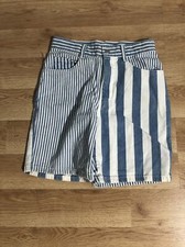 Vintage Lee Women's Striped Denim Mom Shorts Size 13 Measure 26 X 6