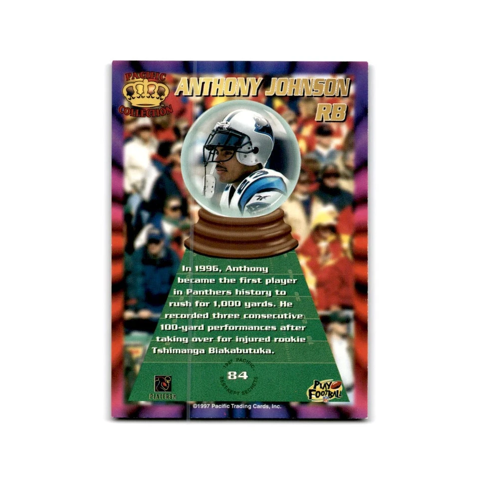 Anthony Johnson 1997 Pacific #63 Carolina Panthers Football Card NM - Image 2 of 3
