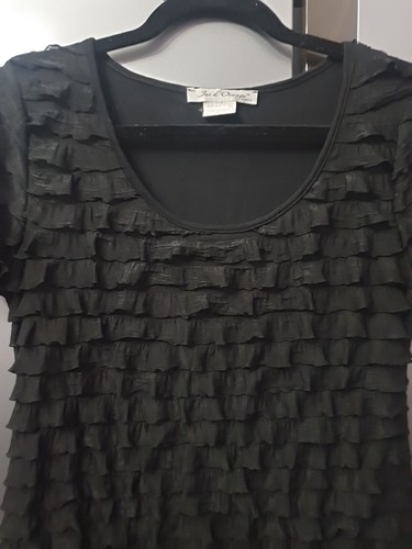 Jus d'Orange Black Frilled Bodycon Dress Size L Ruffle Stretchy Y2K 90s Party - Picture 6 of 14