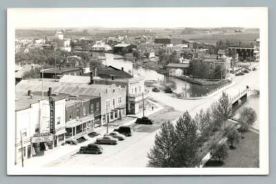 La Sarre Quebec RPPC Vintage Abitibi THEATER MARQUEE Photo Main Street 1940s