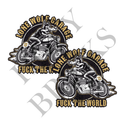 2er Set Lone Wolf Garage FTW Oldschool Aufkleber Biker Vintage Sticker Skull