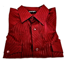 Wrangler Men s XL Western Shirt Burgundy w/Red Pearlized Snaps Long Sleeve