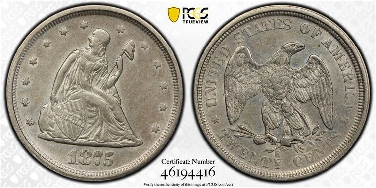 1875-S Twenty Cent PCGS Cleaned-AU Detail - Image 3 of 3