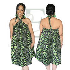 Emerald Chain-Print Halter Dress | One Size (S–XXL)