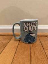 NEW Peanuts Blue Puffer Jacket Snoopy "Chill Out" Ceramic Baby Blue Winter Mug 