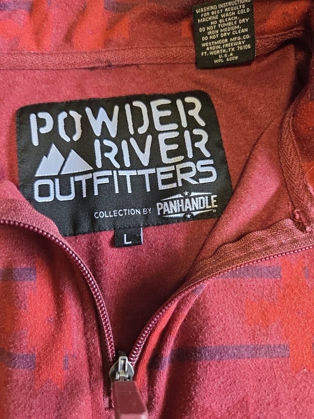 Powder River Outfitters Panhandle Mens Large Aztec 1/4 Zip Pullover Burgundy L image 3