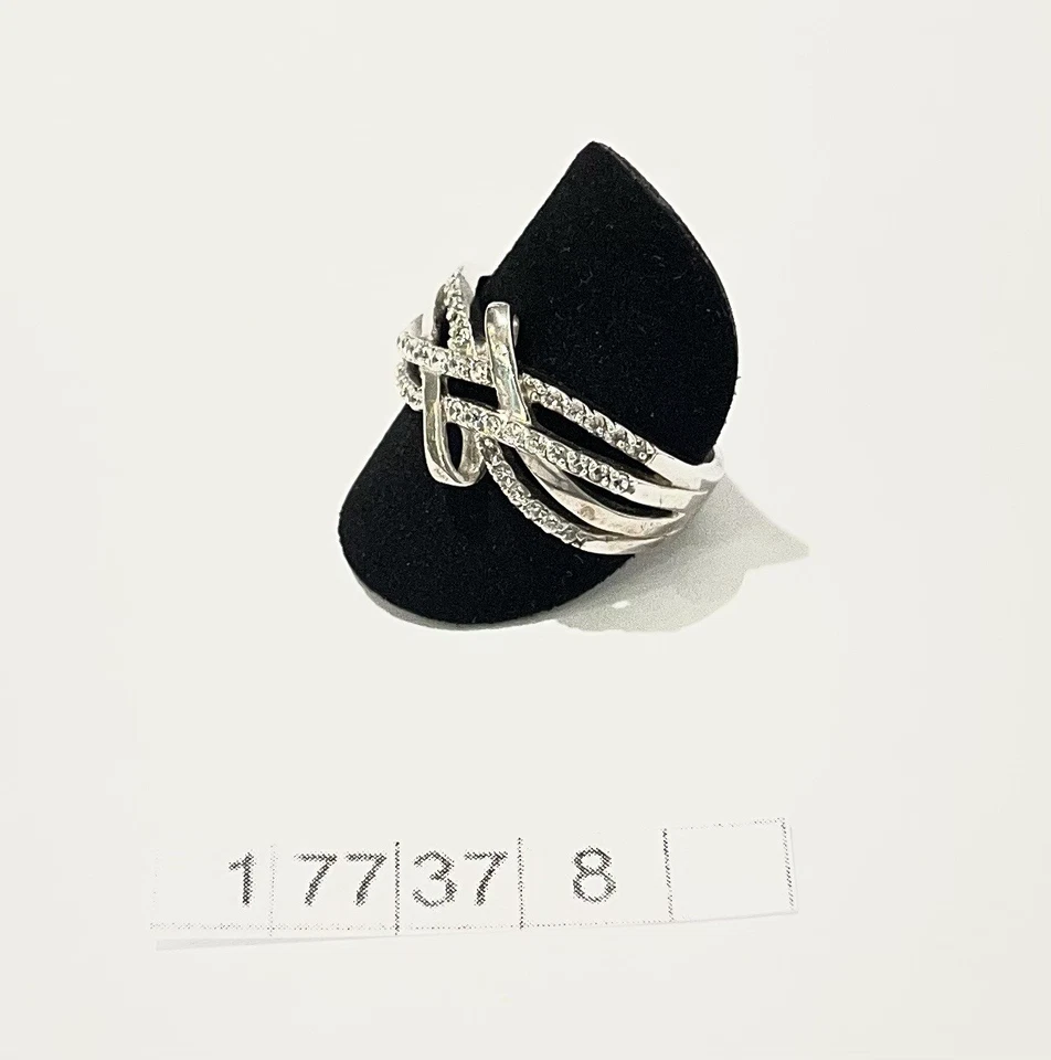 925/- Sterlingsilber Ring, simulierter Diamanten, Gr. 64, 3 - 12 mm breit. - Bild 2 von 2