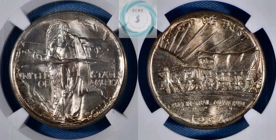 1937-D Oregon Trail 50c NGC MS67+ CAC Endorsed - Lovely Vintage Tones - Image 4 of 4