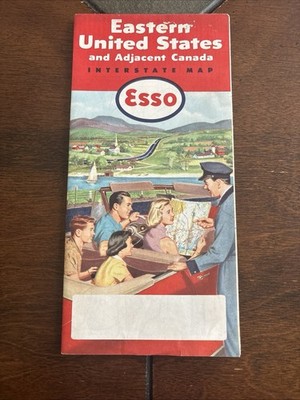 Map 1954 Esso Eastern United States and Adjacent Canada Vintage w/Station Name