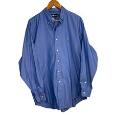 Ralph Lauren Mens Shirt 16.5-34 Blue Yarmouth Cotton Long Sleeve Logo Button Up