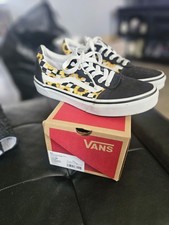 Image of Vans Old Skool Junior Sneakers Black Sunflowers Size 3.5 Lace Up Shoes Kids
