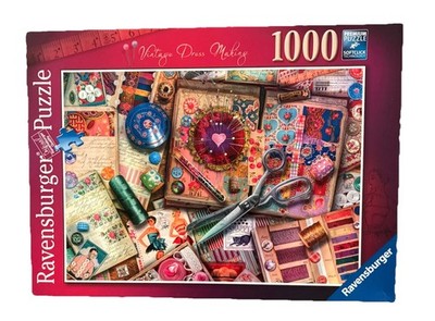 Ravensburger, 1000 PC Puzzle, Rare Vintage Dress Making, Aimee Stewart Complete