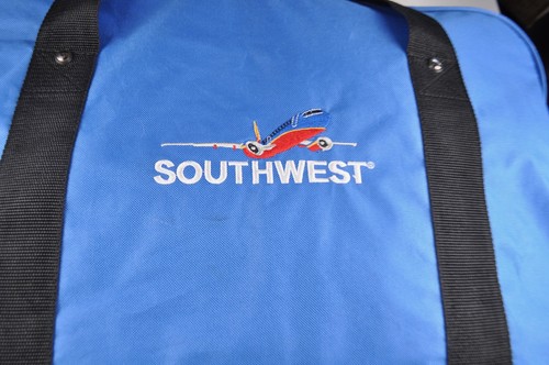 Vintage Southwest Airlines Tote Bag Blue Canvas 24x 15 x 8