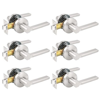 Probrico Passage Interior Door Handles 6 Pack Brushed Nickel Round Levers