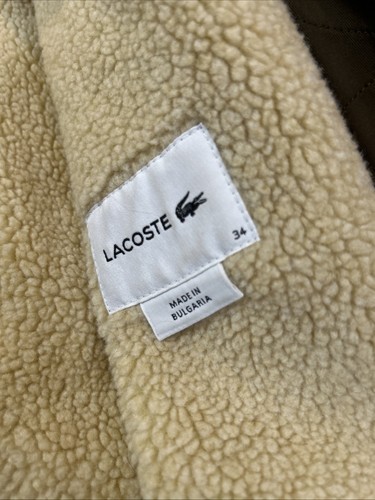 Lacoste Women Parka Coat Jacket Sherpa Lined Hooded Full Zip Size 34 - Picture 10 of 12