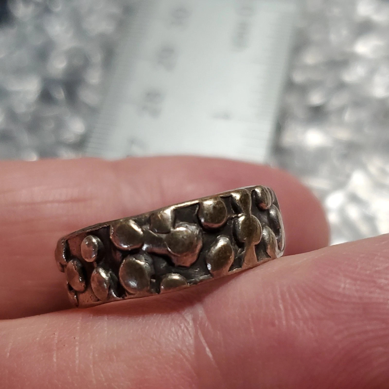 Sterling Silver 925 Textured Band Ring Size 10 7mm Wide Silver Jewelry