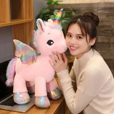Huggable Soft Cute Unicorn Dream Rainbow Plush Toy High Quality Pink Horse Sweet