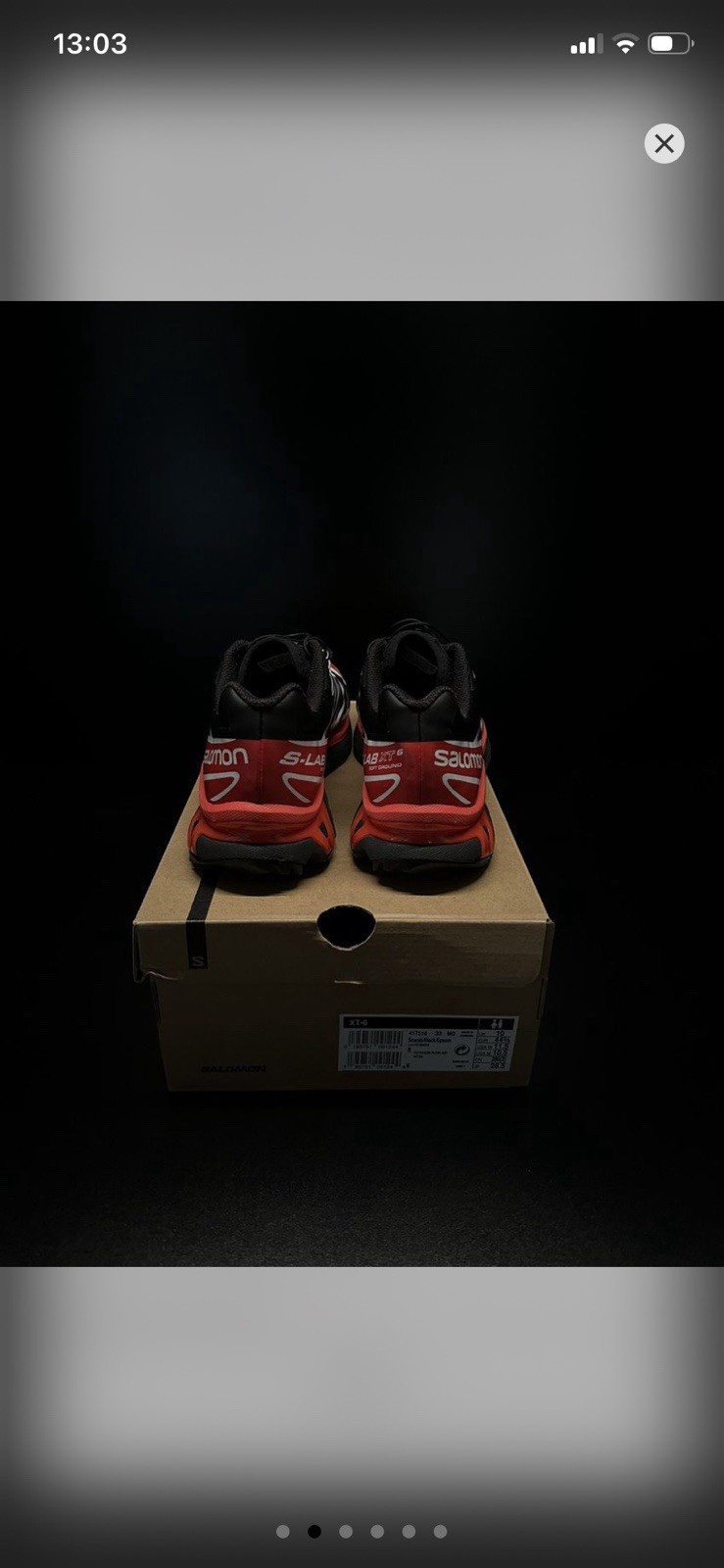 VERY RARE Salomon S-Lab XT-6 Men’s Lace-Up Colorblock Sneaker Black/Red/White image 4