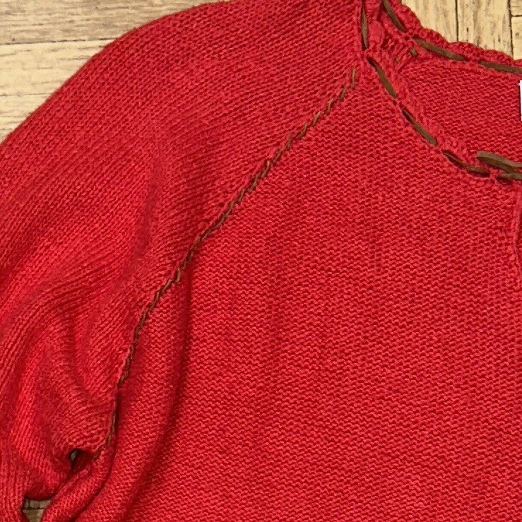 Suéter Susan Bristol 3X Color Rojo Óxido Borde Cuero Foto 4 de 4