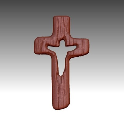 Crucifix Cross Wood Texture Relief 3D Model STL File for CNC Wood Carving
