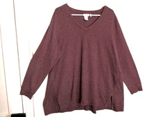 LOGO Lounge Lori Goldstein Womens Sweater 2X Plus Purple Pockets Long Sleeve