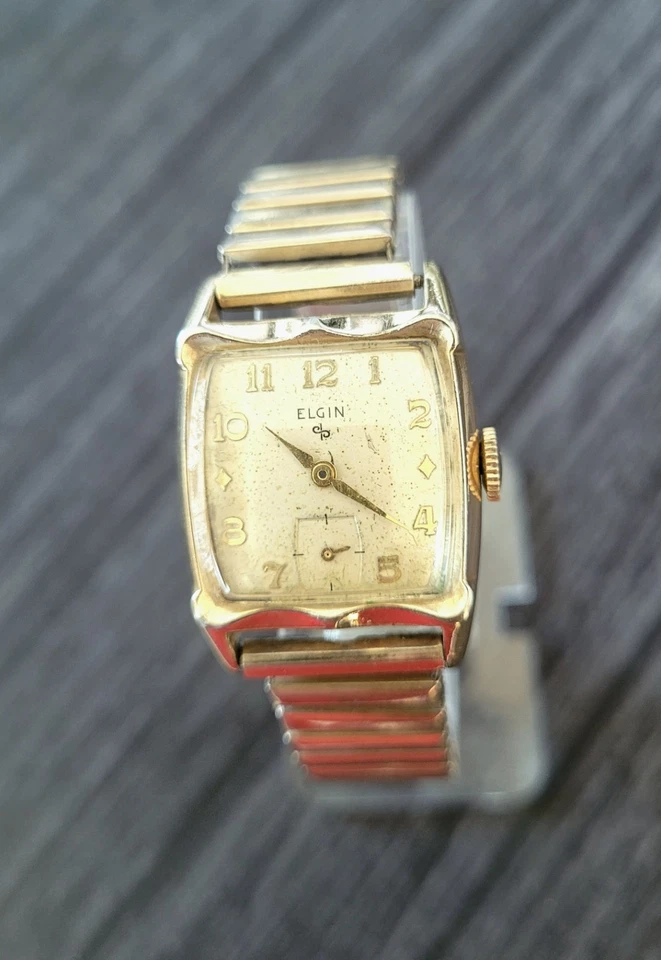 Reloj mecánico raro Lord Elgin elegante con lengüeta para hombre 10K RGP 683 Foto 4 de 4