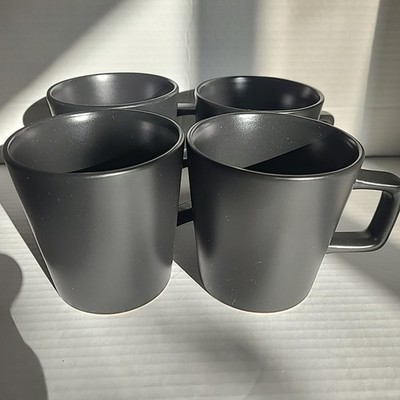 Set of 4 Stone & Lain Stoneware Coffee Mugs Matte Black