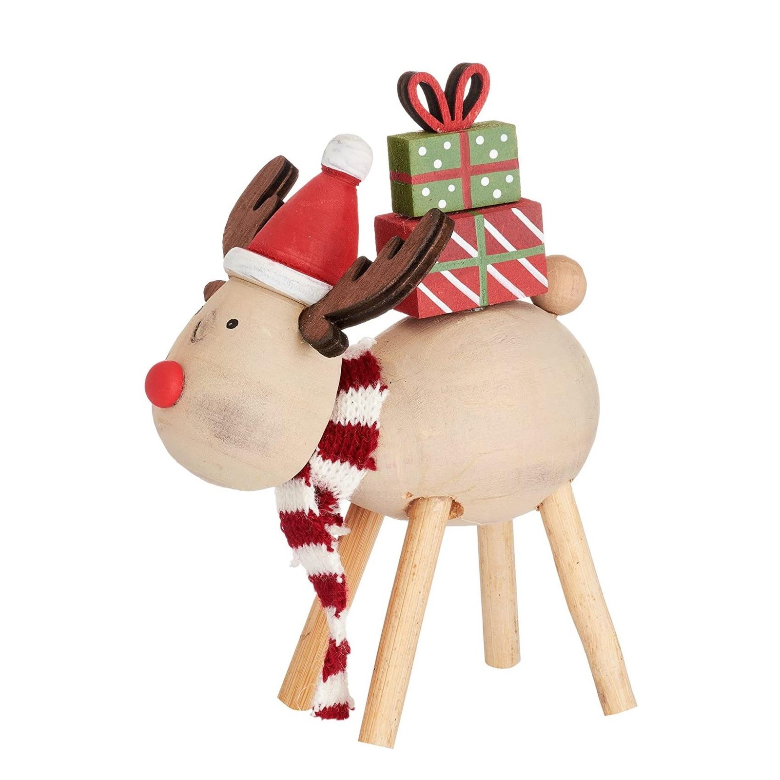 Christmas Standing Decoration Festive Reindeer & Presents Ornament Sass & Belle