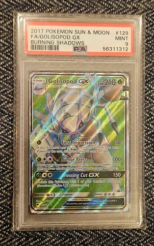 2017 POKEMON SUN & MOON BURNING SHADOWS #129 FULL ART/GOLISOPOD GX PSA 9